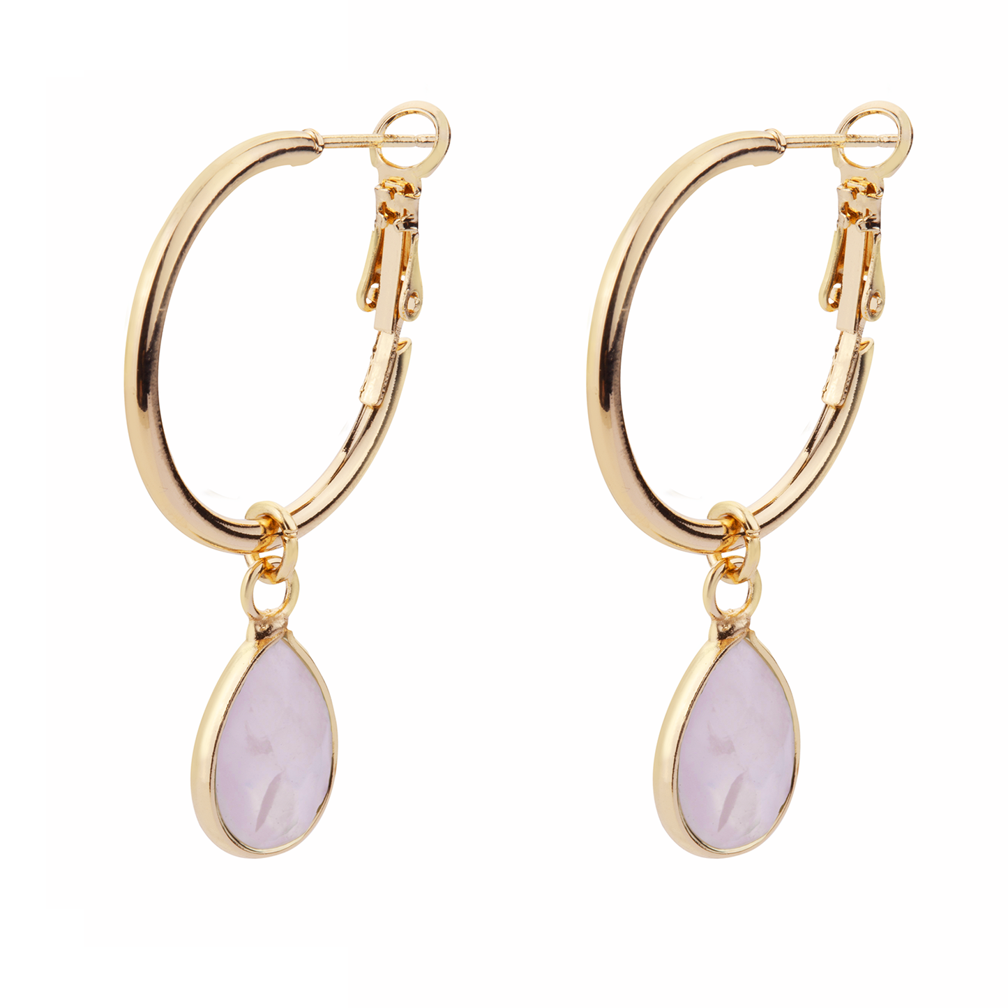 D&X Ltd - Venus Semi-Precious Stone Leaver Earrings: Gold & Black Spinel