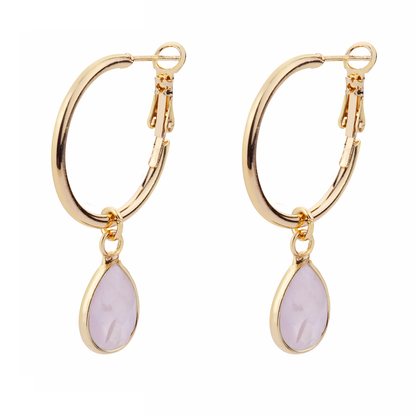 D&X Ltd - Venus Semi-Precious Stone Leaver Earrings: Gold & Black Spinel