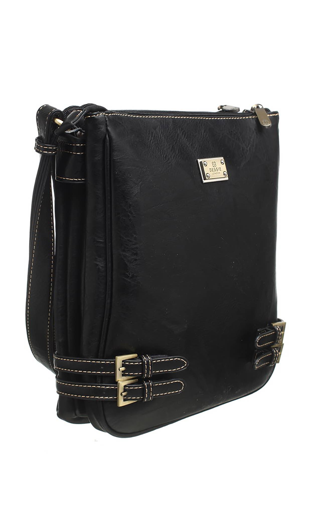 Bessie London - CLASSIC BUCKLE ZIPPER BAG: TAN