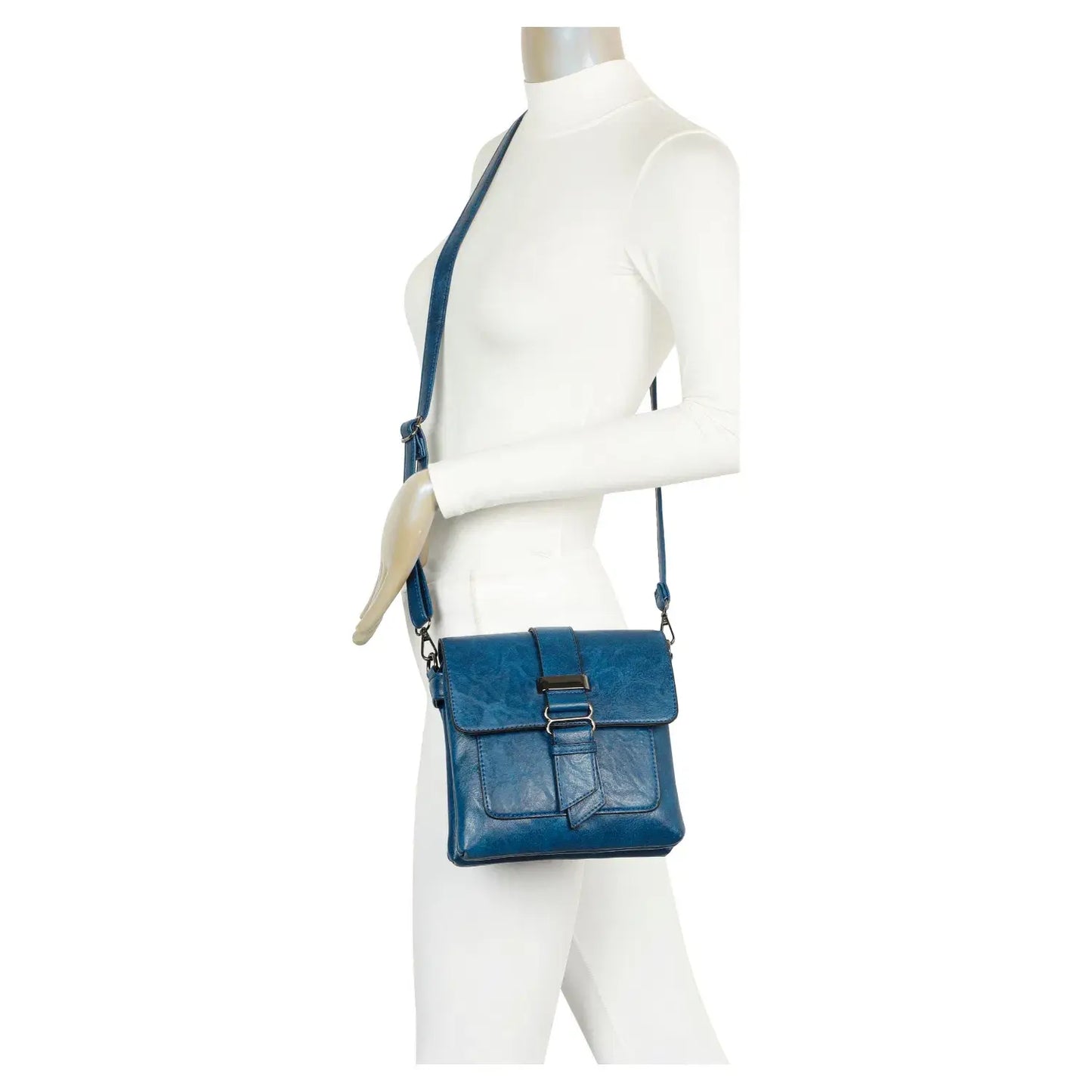 Small Medium Size 3 Compartment Cross Body Bag Shoulder Bag: Navy