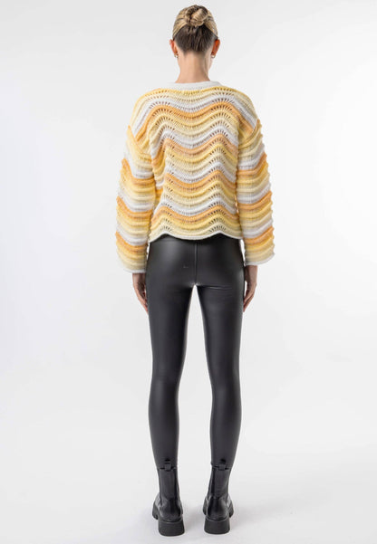 ANGELEYE - Wavy Yellow Ombre Knit Jumper: Yellow / S
