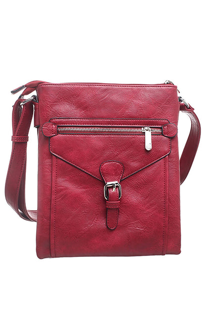 Bessie London - 3 Pocket Messenger Bag: PURPLE