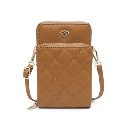 Quilted Pattern Two Zipped Sections Phone Bag/Purse: Blue
