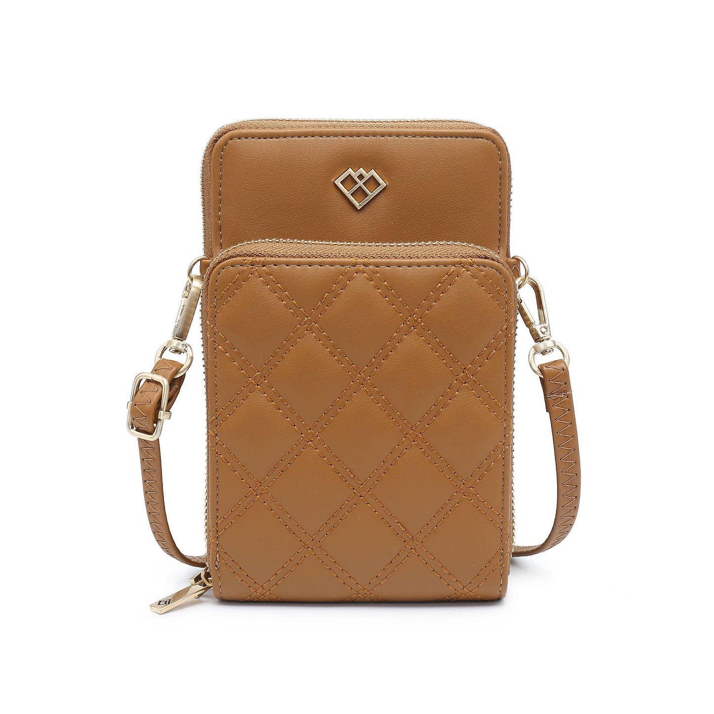 Quilted Pattern Two Zipped Sections Phone Bag/Purse: Black