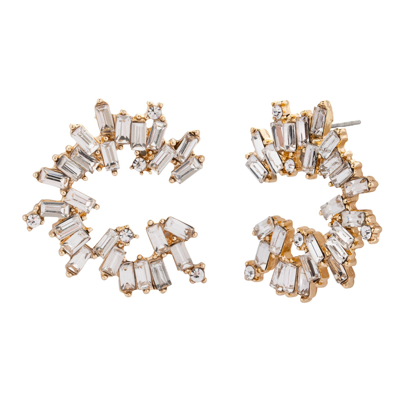 D&X Ltd - Elizabeth Crystal Post Earrings: Rhodium Silver & Clear