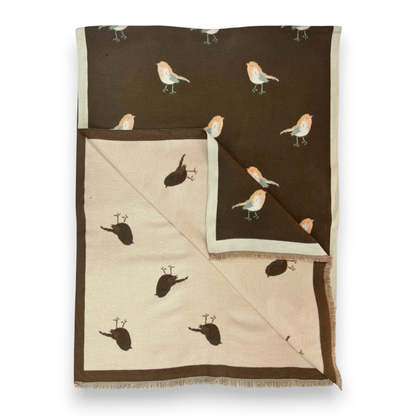 Lili Scarves - Robin Reversible Cashmere Blend Embroidered Print Winter Scarf: Burgundy