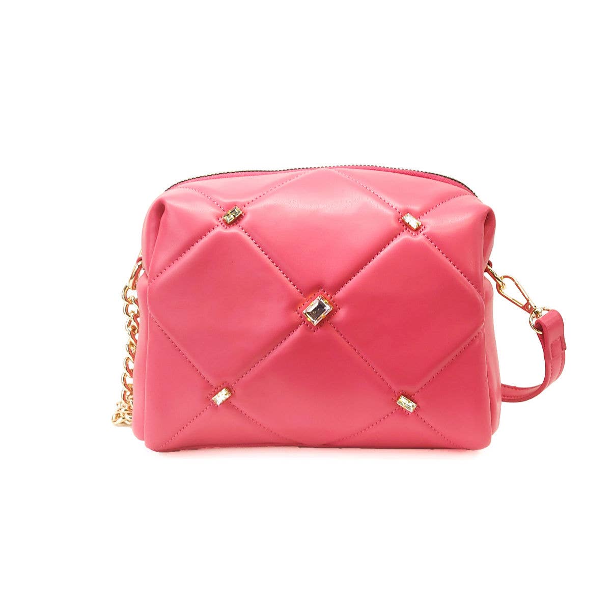 Crossbody with quilted check pattern and diamantes: Clay