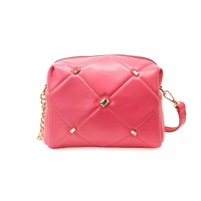 Crossbody with quilted check pattern and diamantes: Clay