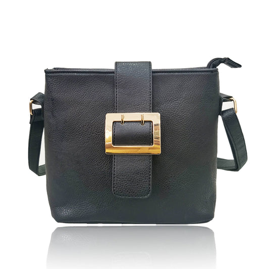 Janella Square Buckle Cross Body Bag: Burgundy
