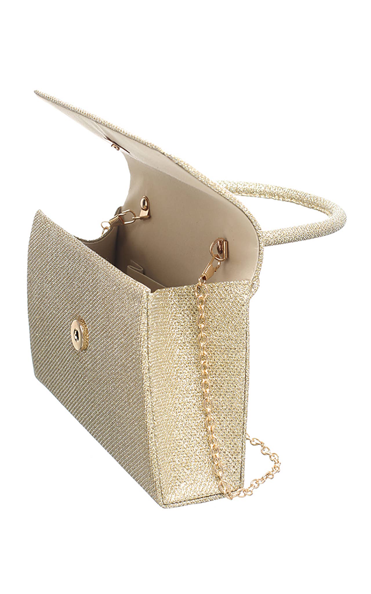 Bessie London - TOP HANDLE FLAP OVER CLUTCH BAG: Silver