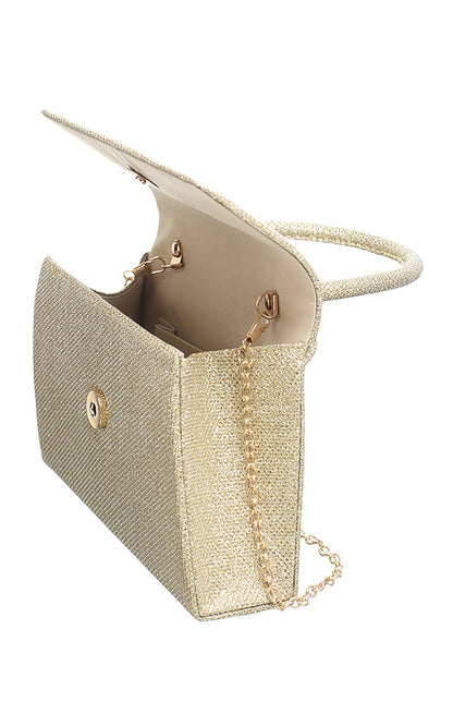 Bessie London - TOP HANDLE FLAP OVER CLUTCH BAG: Silver