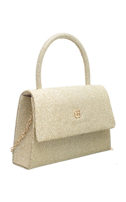 Bessie London - TOP HANDLE FLAP OVER CLUTCH BAG: Silver