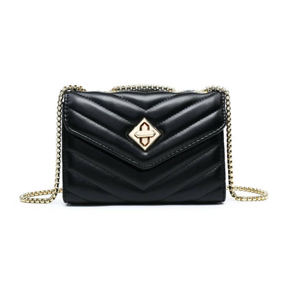 Crossbody bag with quilted pattern & twist turn lock: Blue
