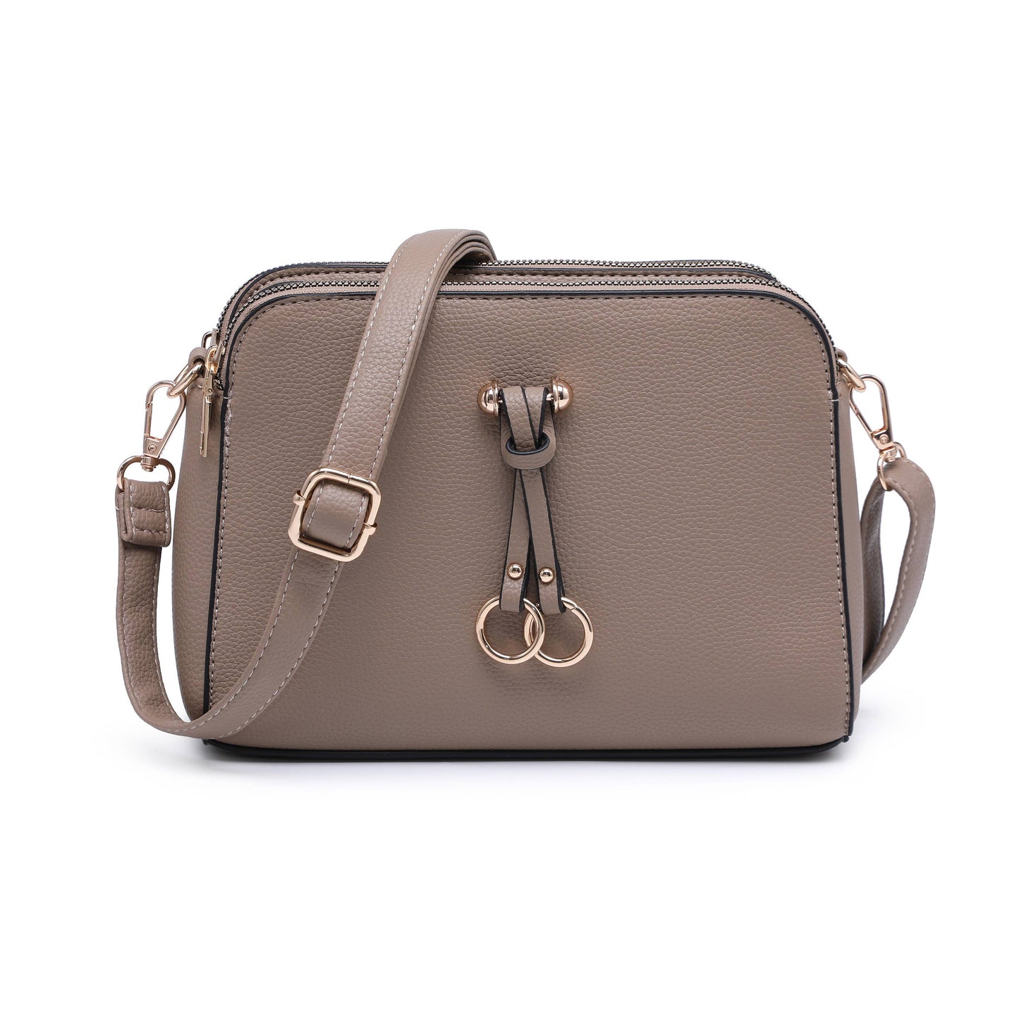 Triple Zipped Sections PU Strap Cross Body Bag: Blue