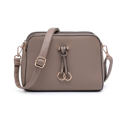 Triple Zipped Sections PU Strap Cross Body Bag: Blue