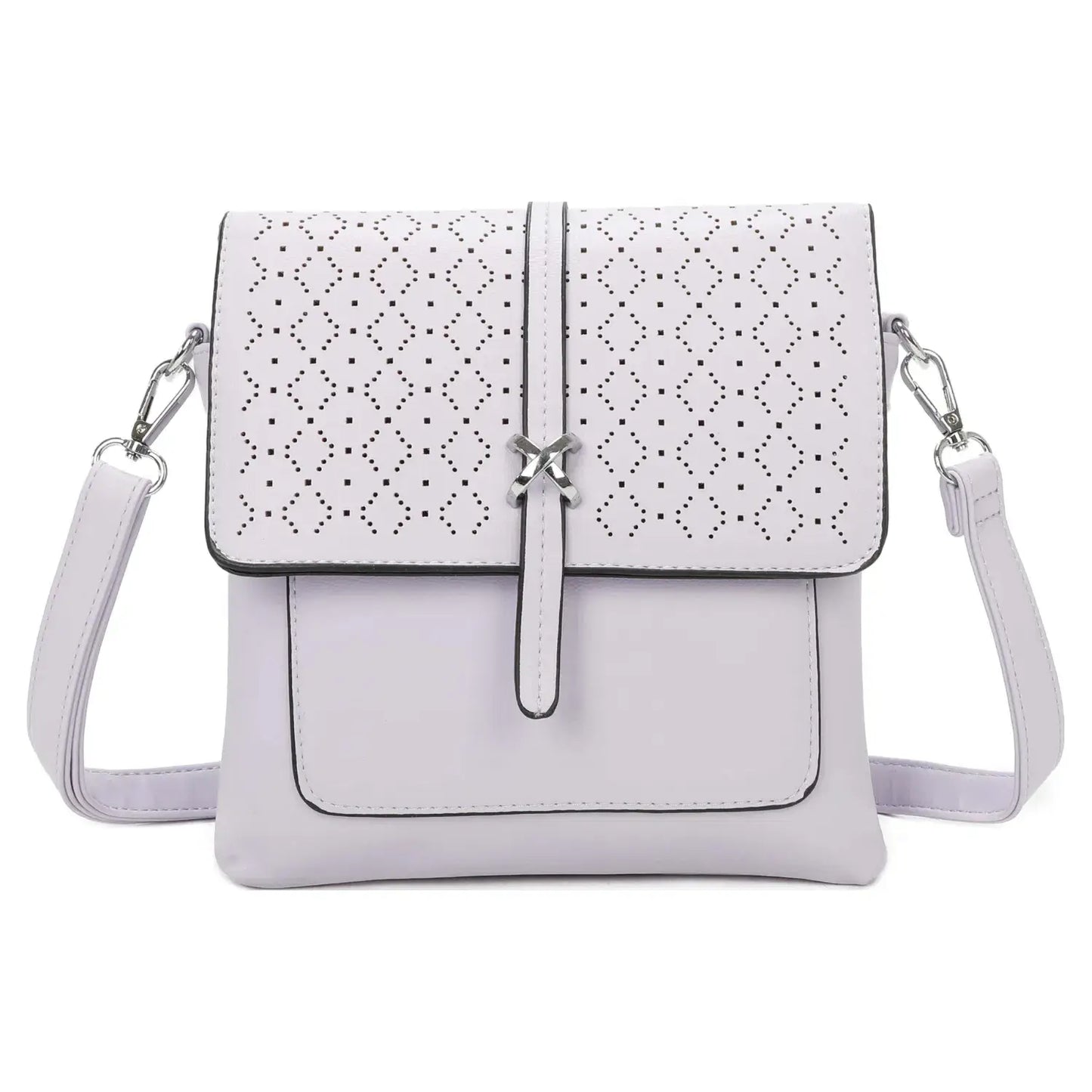 Small 3Compartment Cross Body Bag Laser Cut Shoulder Bag Cream