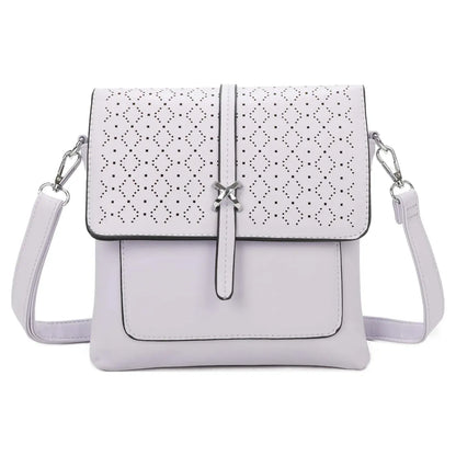 Small 3Compartment Cross Body Bag Laser Cut Shoulder Bag Cream