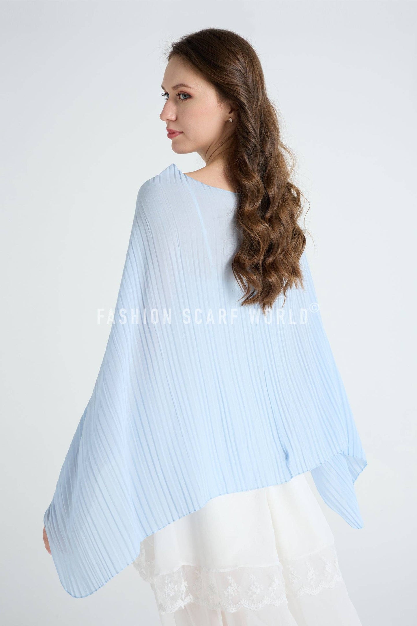 Plain Pleated Chiffon Cover Up: Peach
