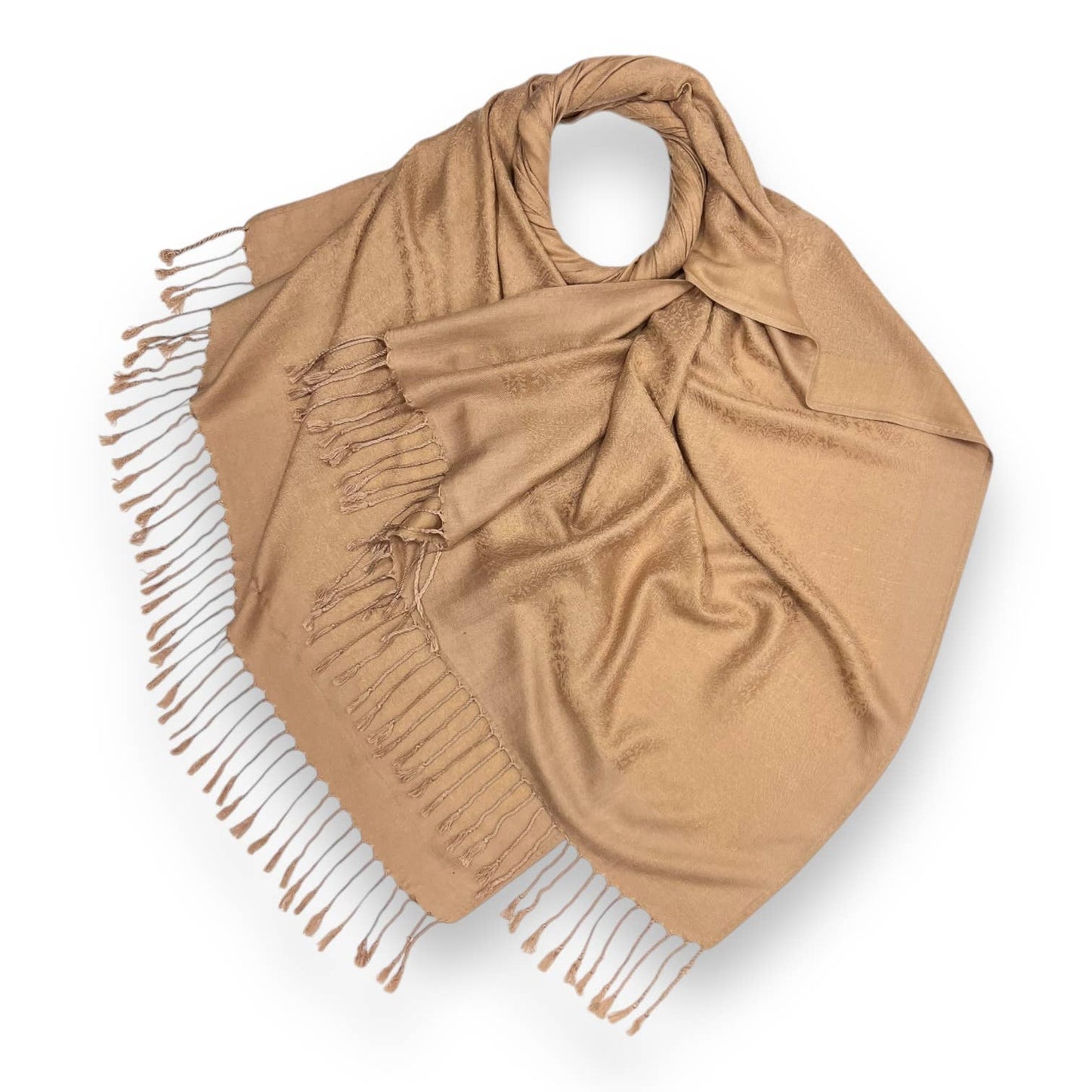 London Scarves - Pashmina paisley print finished with tassels : Navy