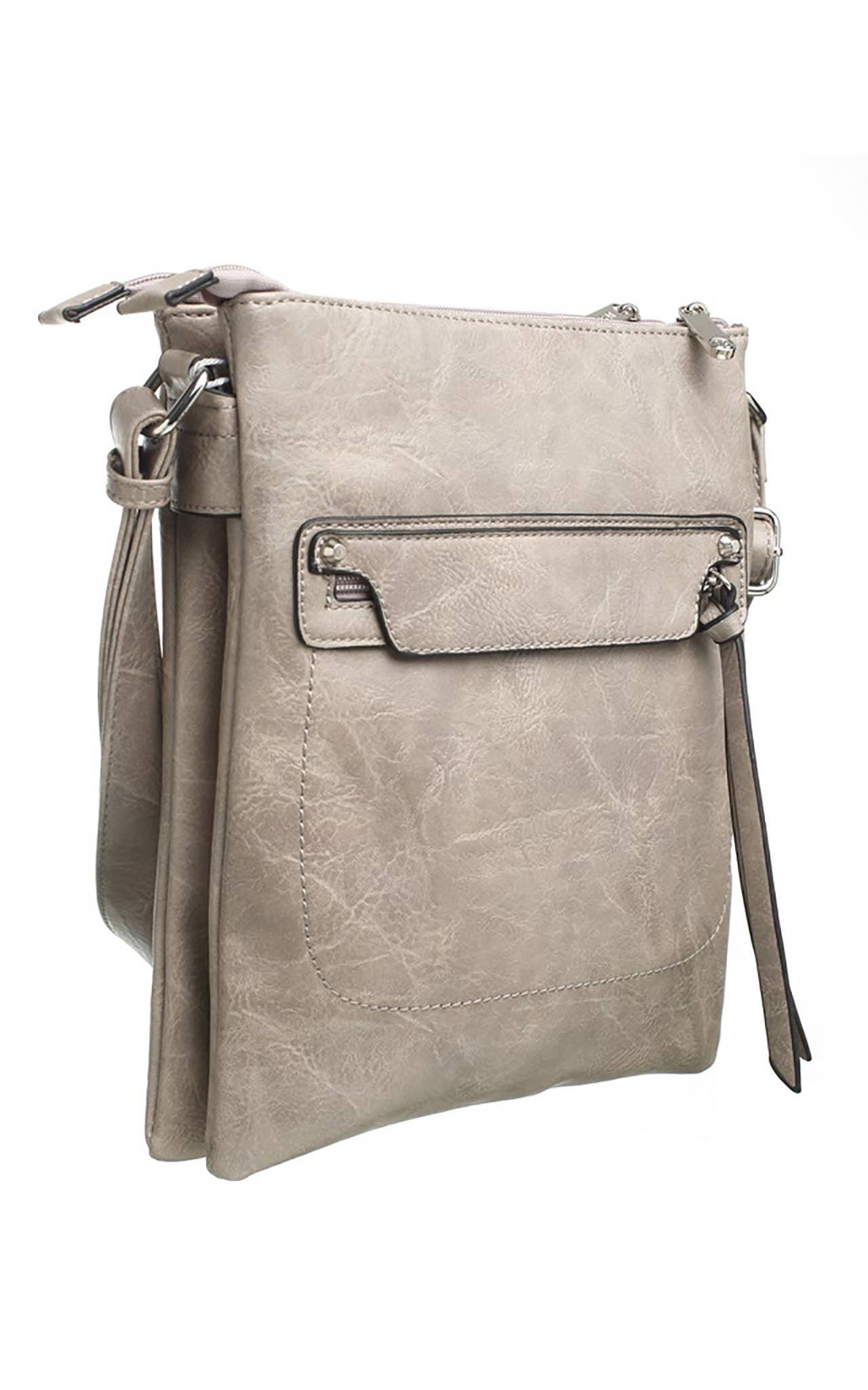 Bessie London - CLASSIC ZIPPER CROSSBODY BAG: GREY