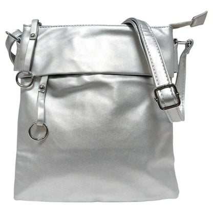 Soft Pu Silver-toned Cross Body Bag Shoulder  -Blue