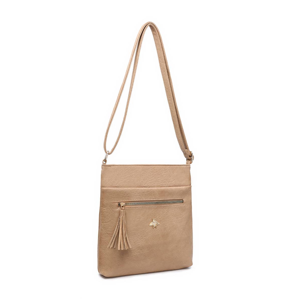 Cross Body Handbag with zip top sections: Blue