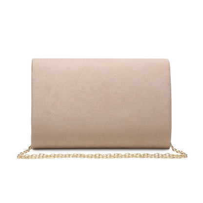 Suede Clutch bag with bee shaped clasp: Ivory