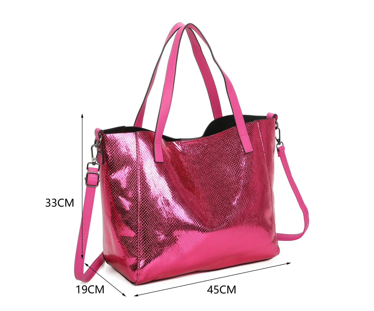 Superbia - Superbia  Shining Tote 2 in 1 Bag in Bag Travel Bag-9335: Silver