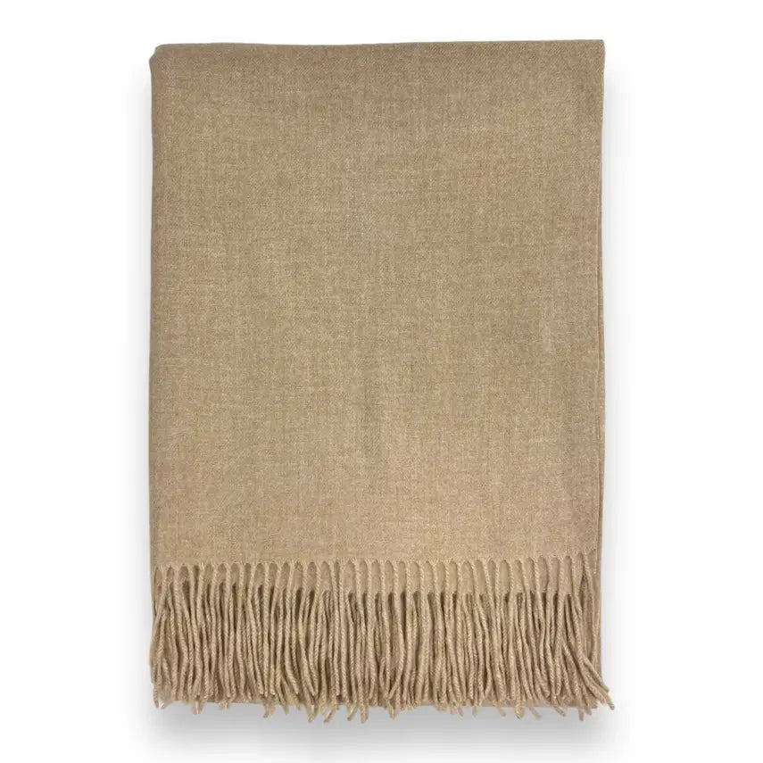 Lili Scarves - Classic Plain Cashmere Blend Scarf with Tassels: Grey