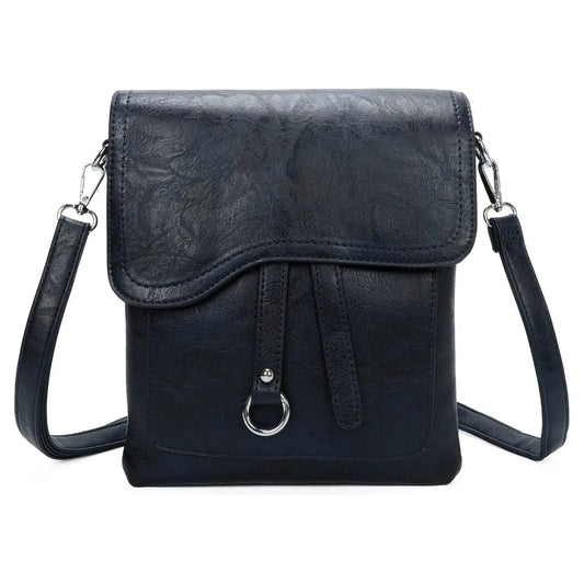 Medium Size 3 Compartment Cross Body  Shoulder Bag: Navy