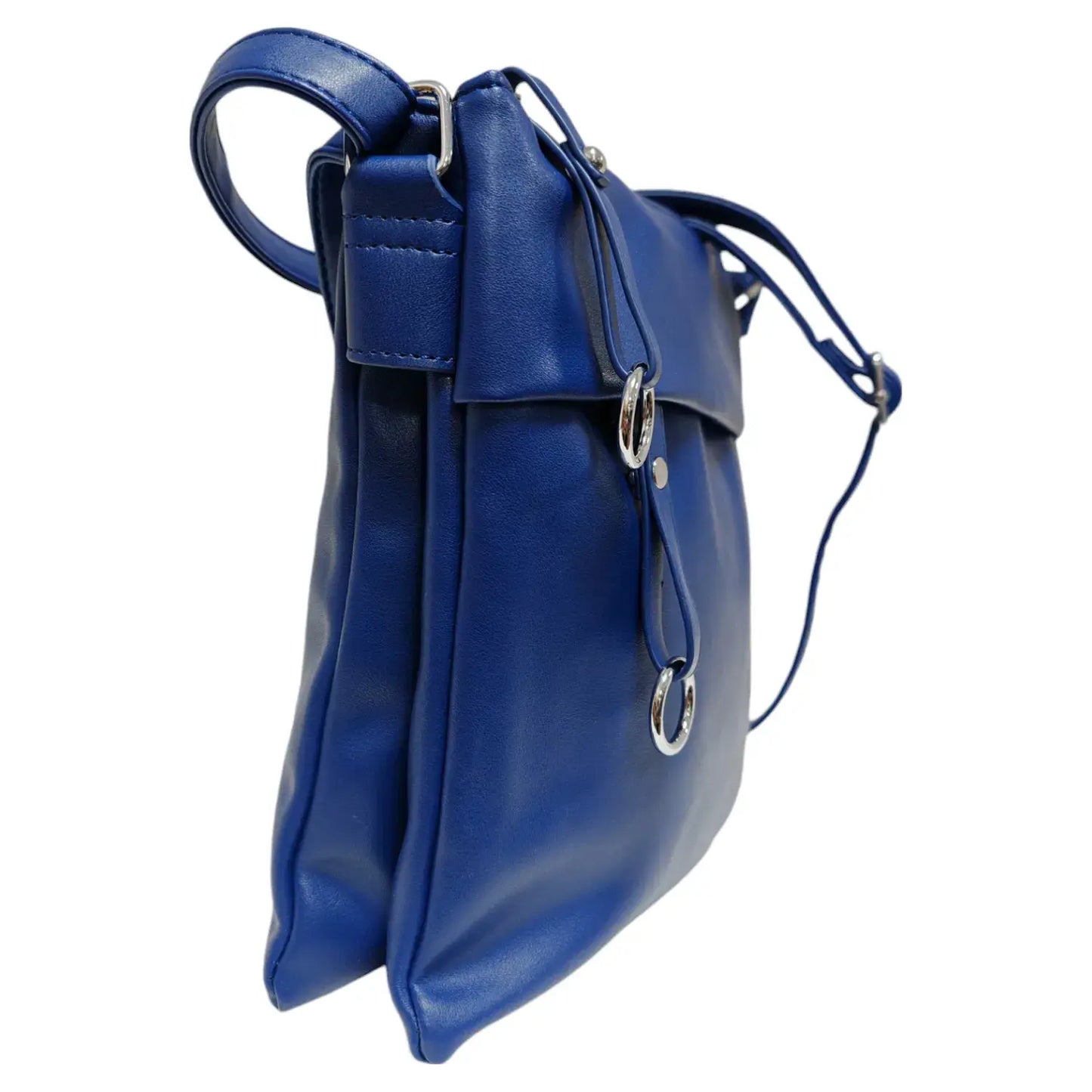Soft Pu Silver-toned Cross Body Bag Shoulder  -Blue