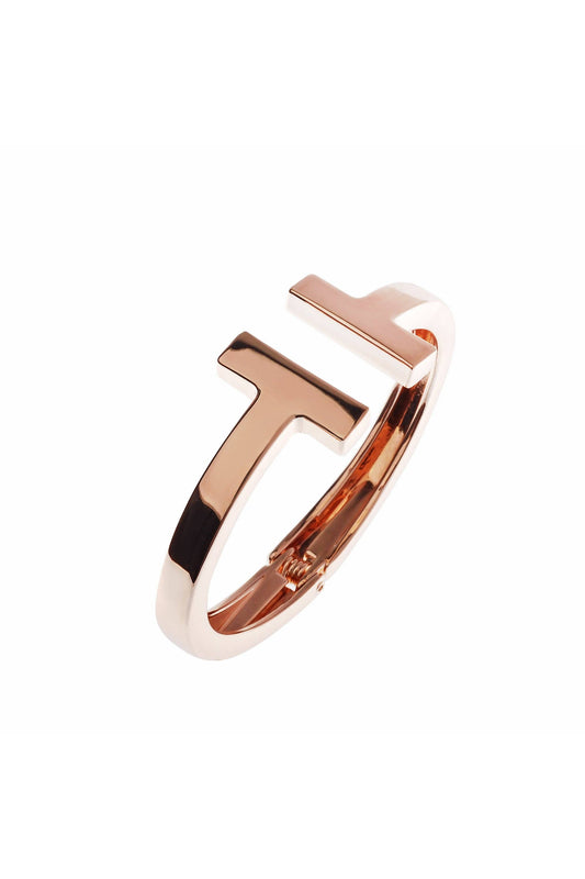 Oceanic Jewellers - Majique London - T Hinged Bangle: Rose Gold