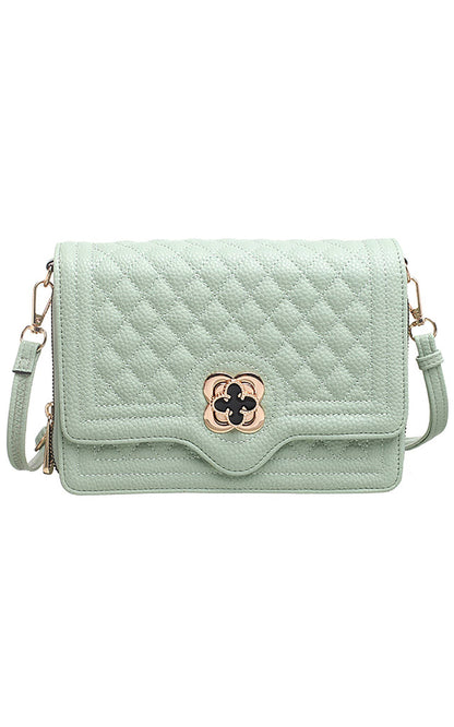 Bessie London - QUILTED FLAP OVER CROSS BODY BAG: Black