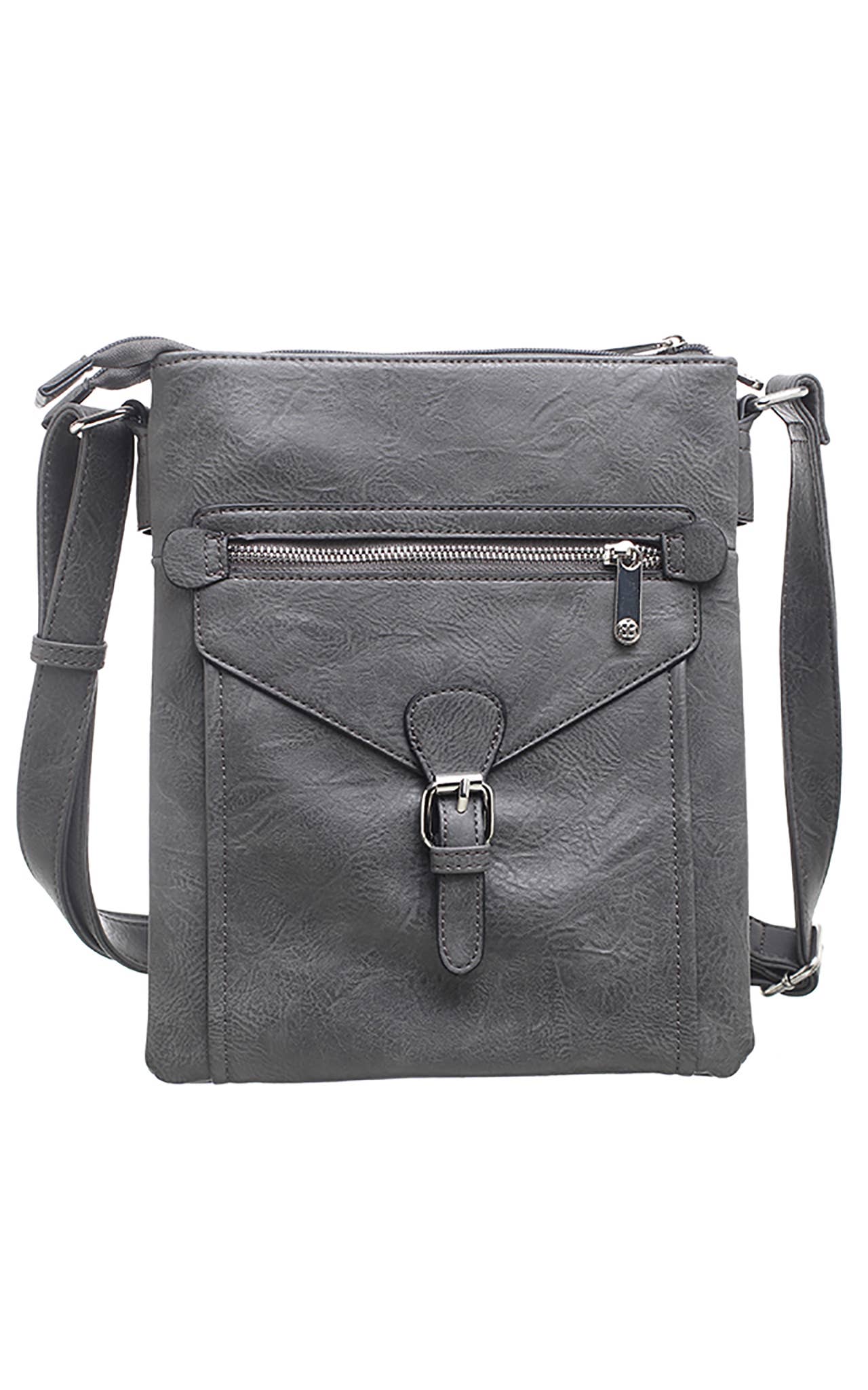 Bessie London - 3 Pocket Messenger Bag: PURPLE