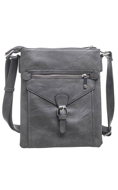 Bessie London - 3 Pocket Messenger Bag: PURPLE