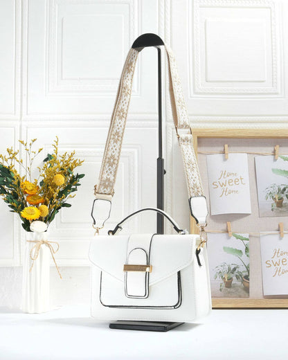 Papaya Fashion Ltd - A7807-Crossbody/Grab bag with pocket on the front and buckle: Black
