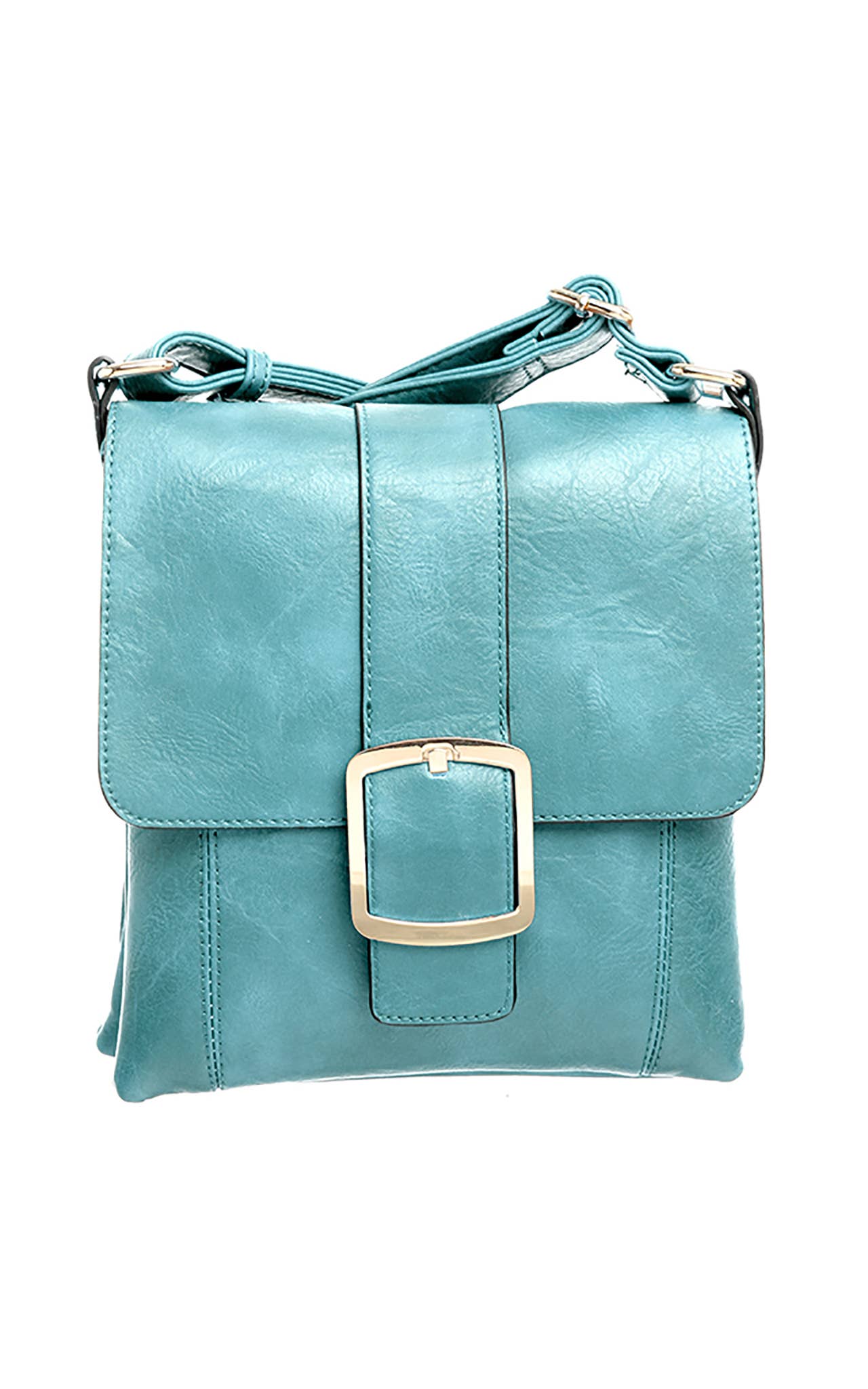 Bessie London - CLASSIC FLAP OVER BUCKLE CROSS BODY BAG: GREY