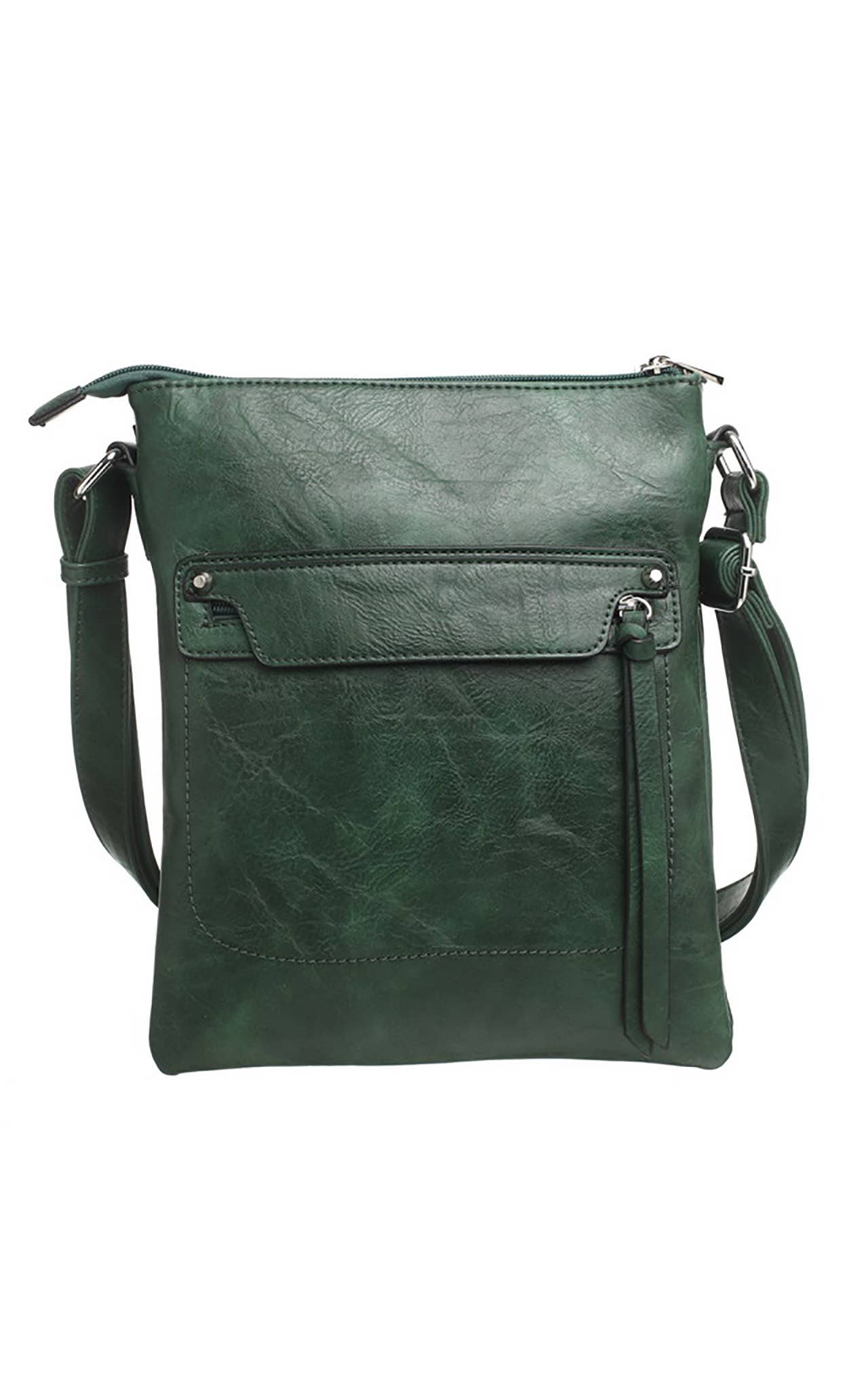 Bessie London - CLASSIC ZIPPER CROSSBODY BAG: GREEN