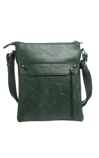 Bessie London - CLASSIC ZIPPER CROSSBODY BAG: GREEN