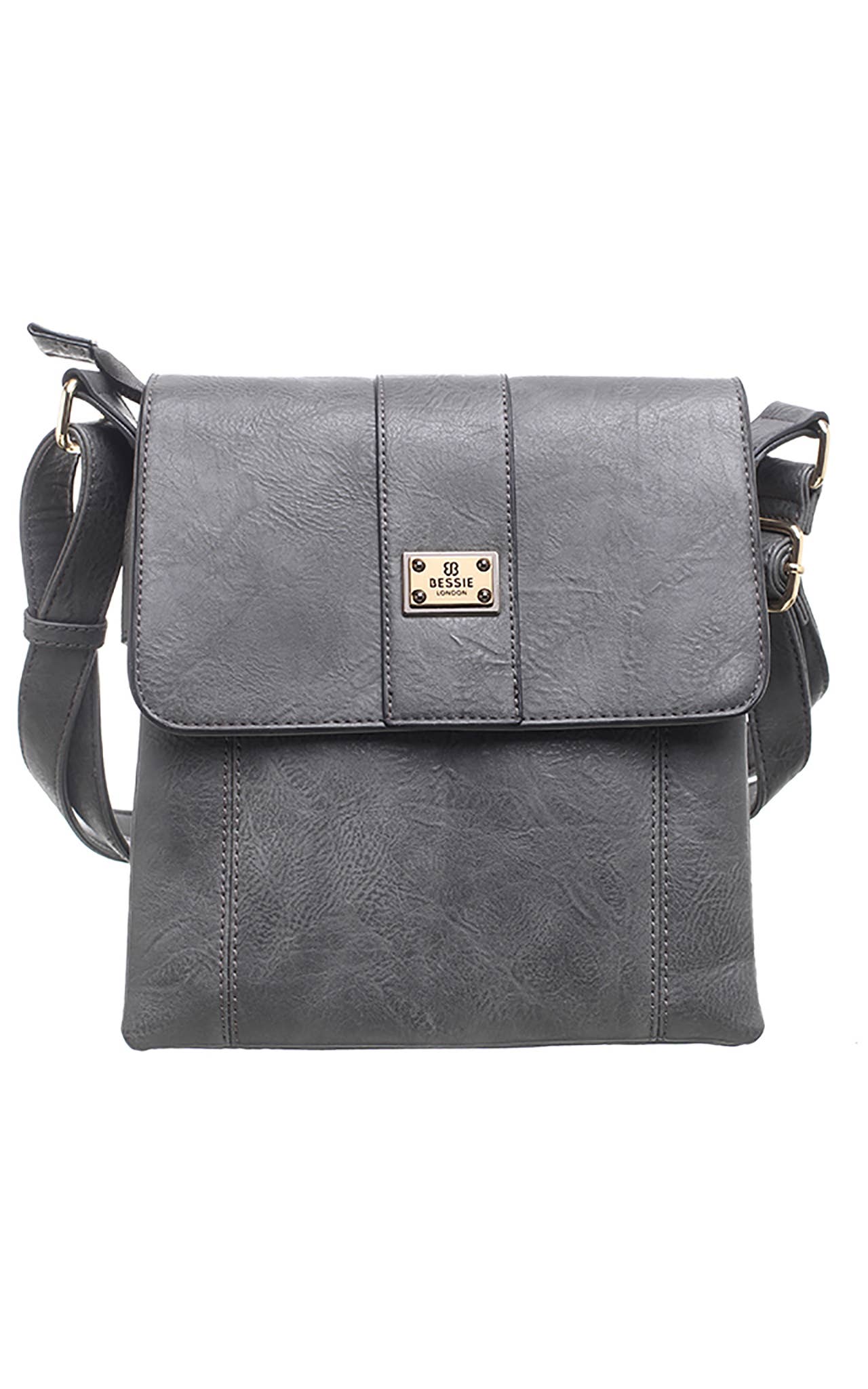 Bessie London - TWO-POCKET BESSIE CROSS BODY BAG: GREY