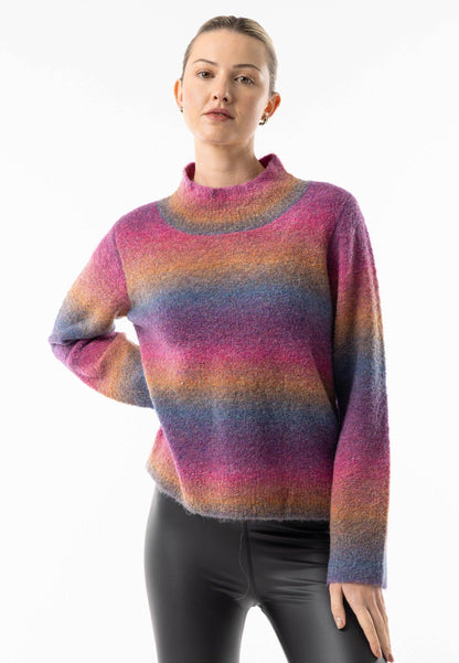 ANGELEYE - Rainbow Ombre Mock Neck Jumper: Rainbow / M