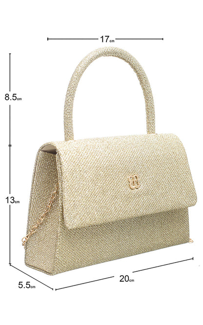 Bessie London - TOP HANDLE FLAP OVER CLUTCH BAG: Silver