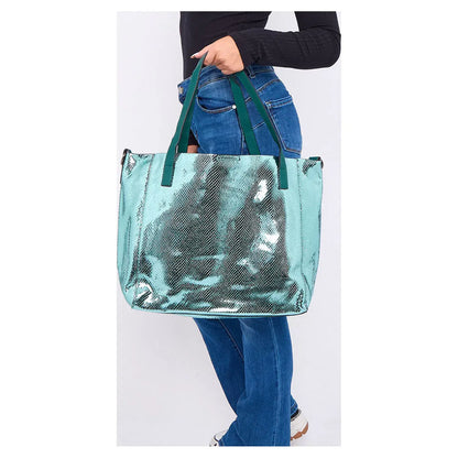 Superbia - Superbia  Shining Tote 2 in 1 Bag in Bag Travel Bag-9335: Silver