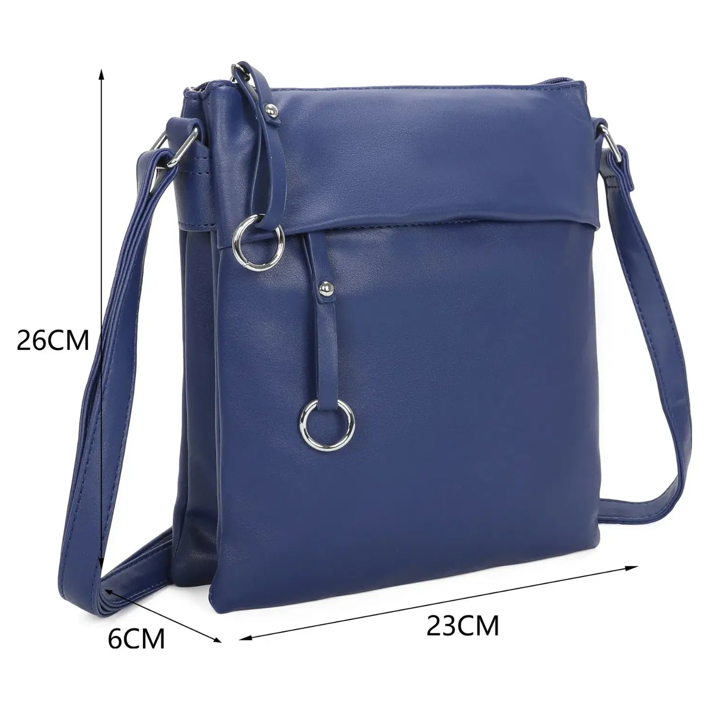 Soft Pu Silver-toned Cross Body Bag Shoulder  -Blue