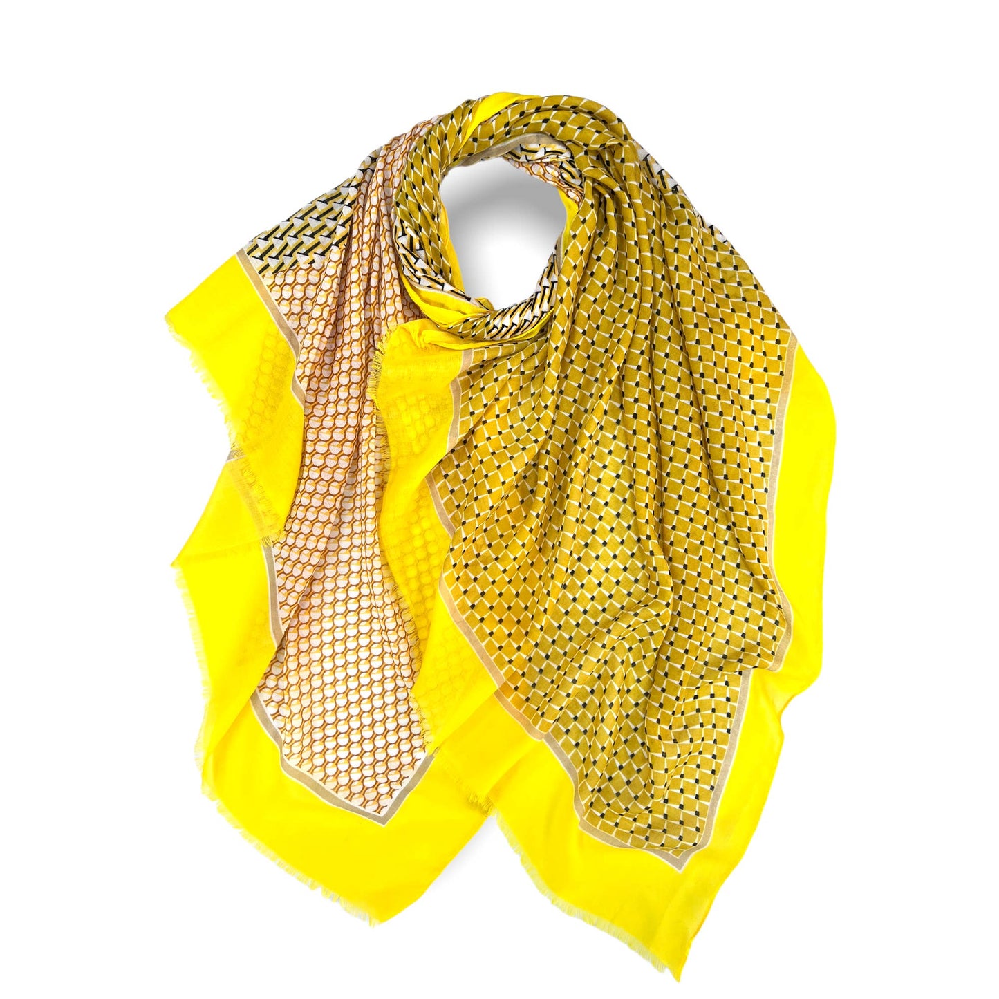 London Scarves - Abstract mosaic colourful print cotton mix scarf