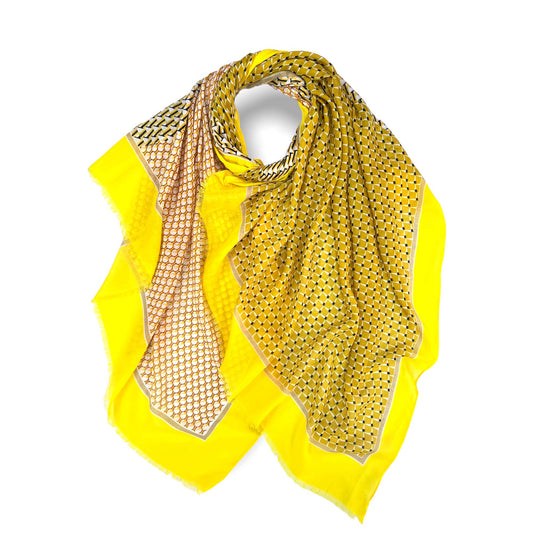 London Scarves - Abstract mosaic colourful print cotton mix scarf