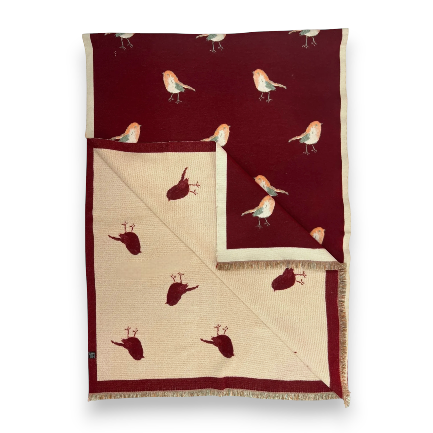 Lili Scarves - Robin Reversible Cashmere Blend Embroidered Print Winter Scarf: Navy