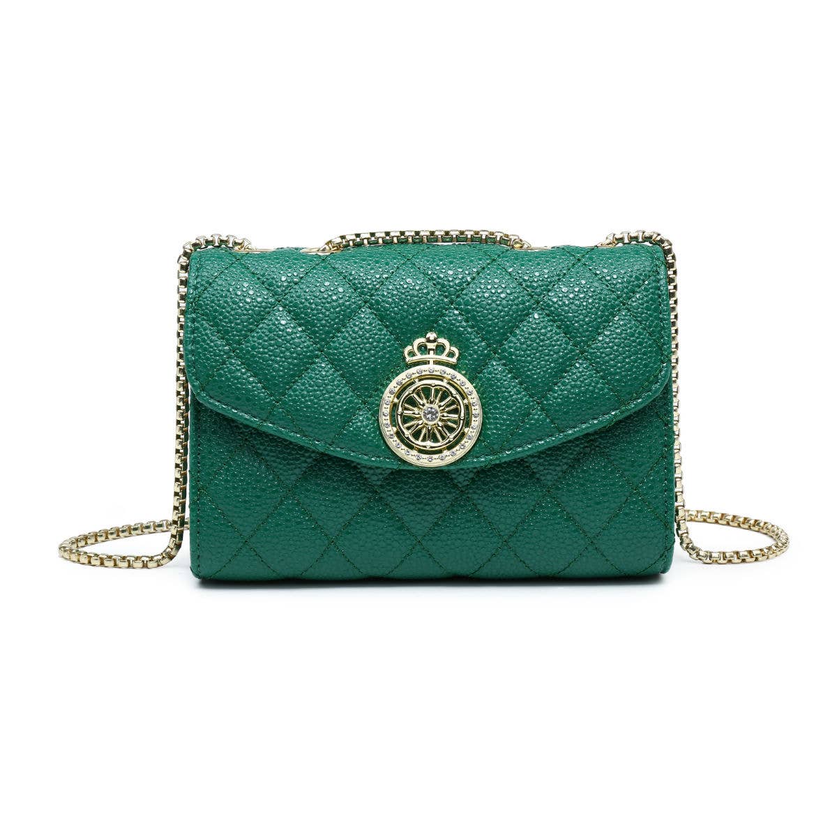 Crossbody bag with quilted check pattern: Green