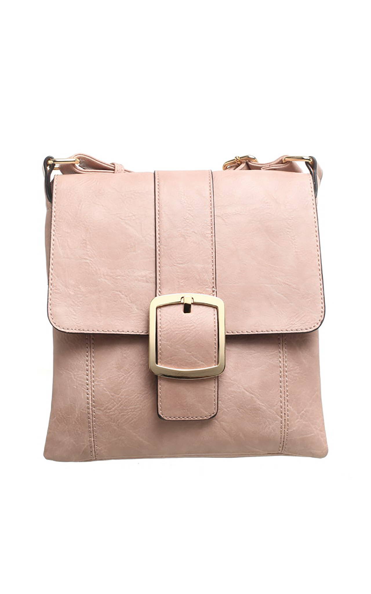Bessie London - CLASSIC FLAP OVER BUCKLE CROSS BODY BAG: GREY