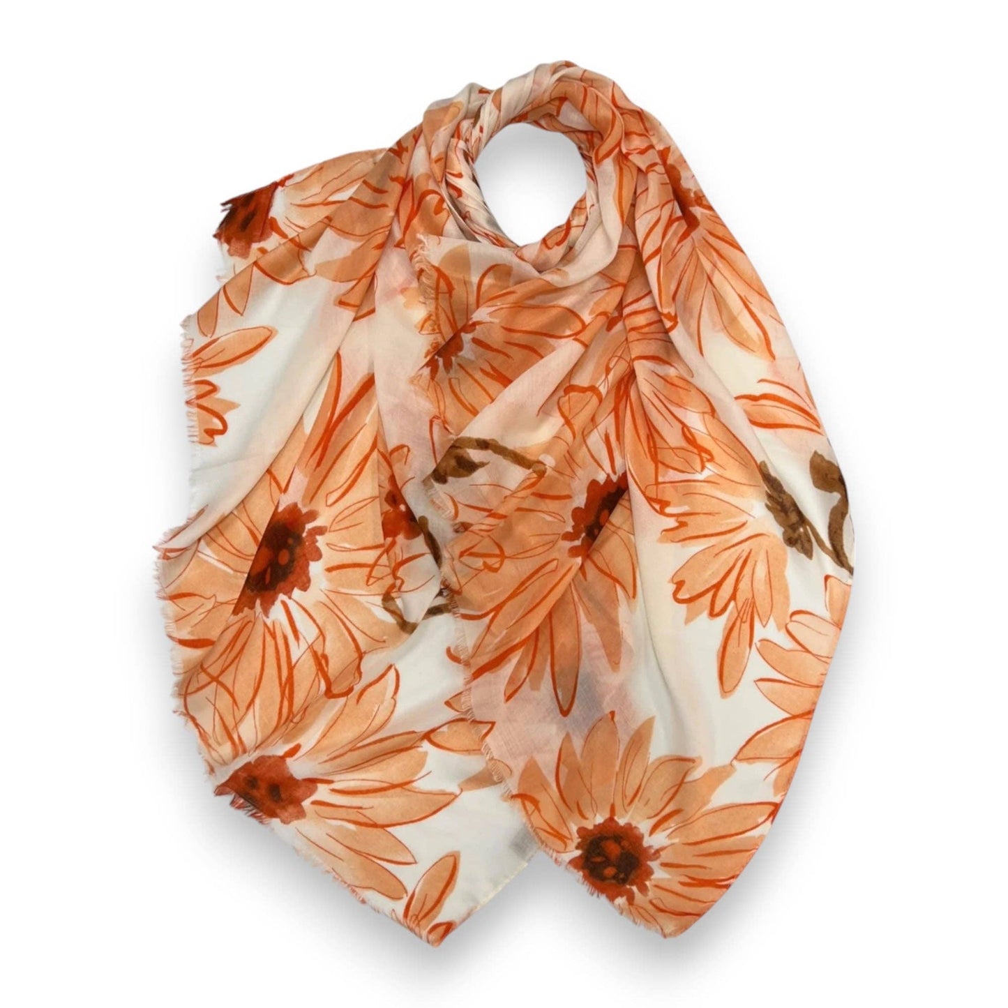 Lili Scarves - Big Daisy Print Scarf: Blue